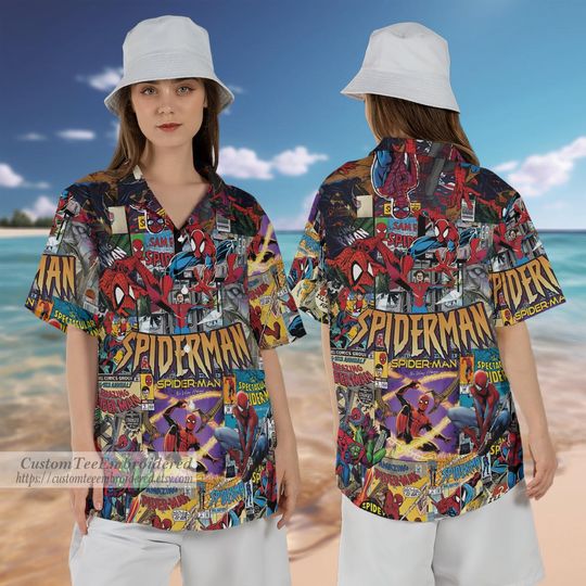 Discover Spiderman Hawaiian Shirt And Shorts , Spiderman Superhero Movie Character Hawaii Shirt, Spider Hero Button Up, Family Summer Matching Shirts