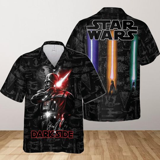 Star Wars Darth Vader Dark Side Hawaii Shirt, Star Wars Lightsaber Button Shirt, Disney Movie Shirt, Summer Beach Shirt, Gift For Him