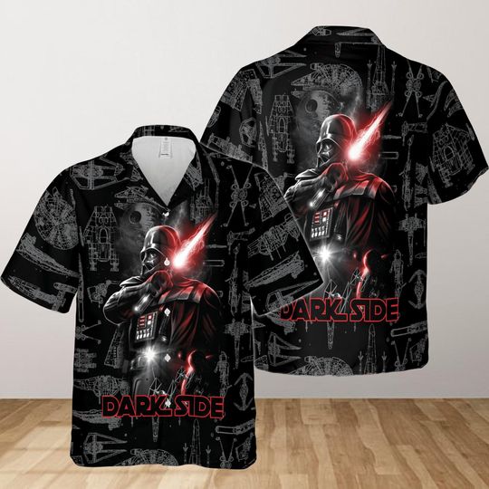 Discover Star Wars Darth Vader Dark Side Hawaiian Shirt, Men's Button Shirt, Disney Movie Shirt, Galaxy's Edge Hawaii Shirt, Gift For Him Men