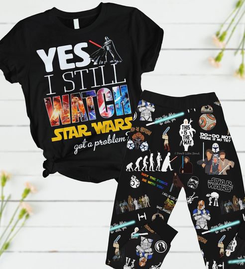 Disney Star Wars T-Shirt Pants Set, Starwars Watching Pajamas Pants, Disneyland Family Matching Pajamas Set, Gift for Star Wars Fan