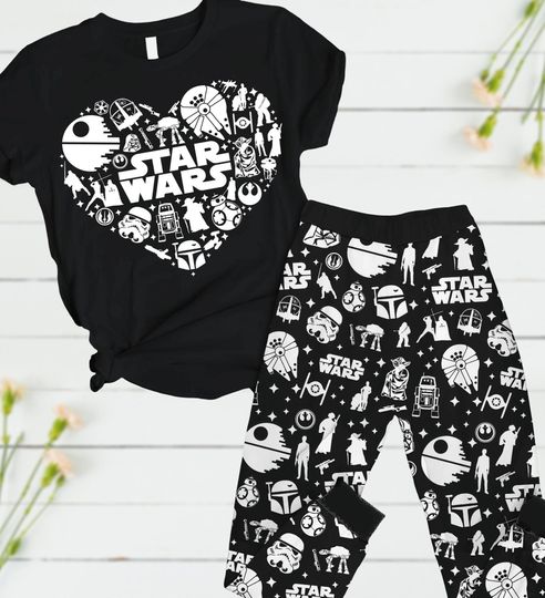 Disney Star Wars T-Shirt Pants Set, Starwars Characters Pajamas Pants, Disneyland Family Matching Pajamas Set, Gift for Star Wars Fan