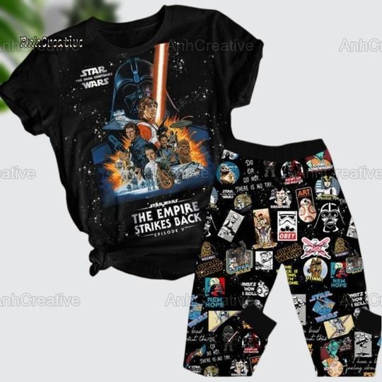 Star Wars The Empire Strikes Back Pajamas Set, Starwars T-shirt, Disneyland Pajamas Pants, Movie Christmas Pajamas, Disney Family Shirt