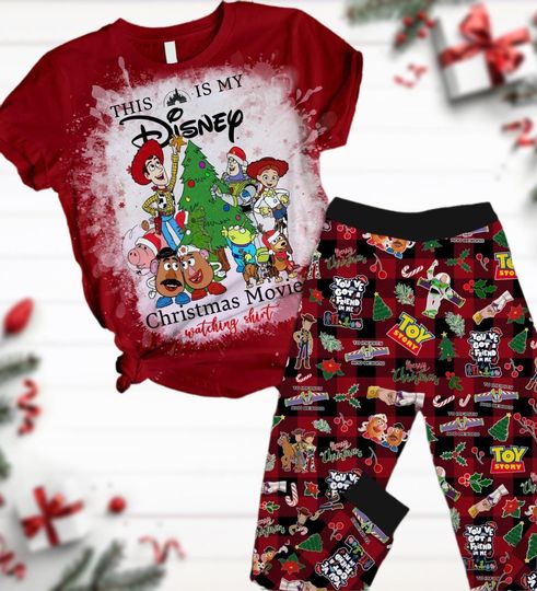 Toy Story Christmas Pajamas Set, Woody Buzz Lightyear Jessie Shirt, Disney Cartoon Movie Holiday Pajamas, Christmas Tree Shirt