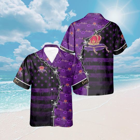 Crown Royal Hawaiian Shirt, Booze Lover Aloha, Crown Royal Gifts for Party Fans, Whisky Merch, Beach Drinking Outfit, Tropical Shirt