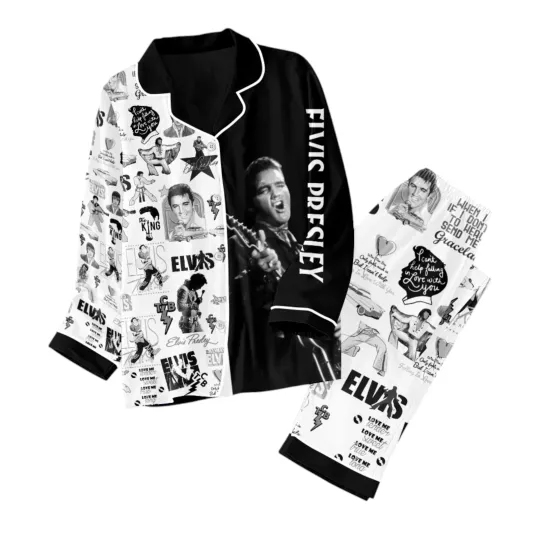 Discover Elvis Presley Button Down Pajamas Set