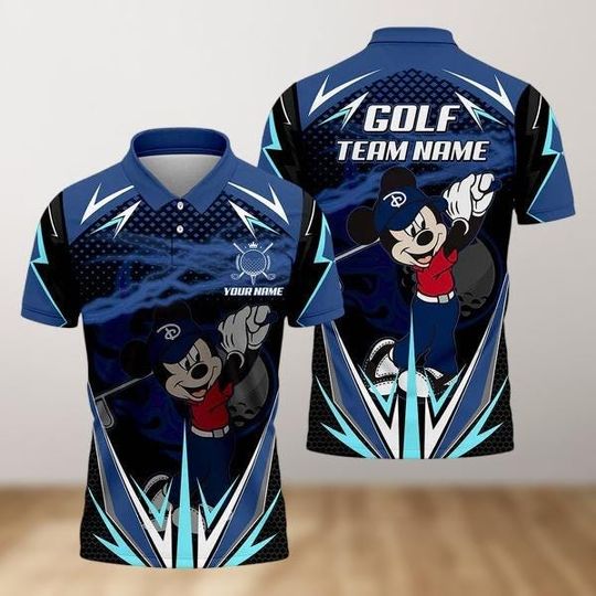 Custom Mickey Mouse Polo Shirt, Mens Disney Mickey Polo, Gold Team Name Shirt, Disney Vacation Polo, Disney Dad Polo, Gift For Him Men