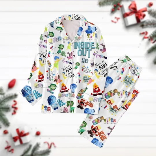 Inside Out 2 Pajamas Set, Disney Pixar Movie Holiday Pajamas Set
