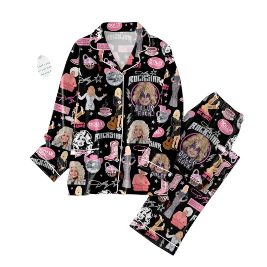 Dolly Parton Button Down Pajamas Set