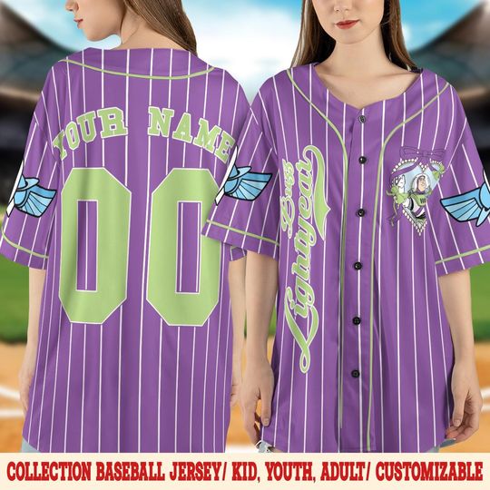 Custom Buzz Lightyear Baseball Jersey, Custom Disney Toy Story Kids, Youth, Adult Baseball Jersey, Cute Pixar Toy Story Gift For Fan