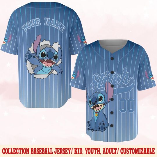 Discover Custom Disney Lilo and Stitch Baseball Jersey, Gift for Kids, Disney Birthday Gift, Gift For Baseball Fans