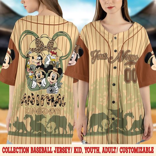 Personalized Disney Animal Kingdom Baseball Jerseys, Safari Mode Disney Shirt, Family Vacation, Mickey and Friends Animal Kingdom