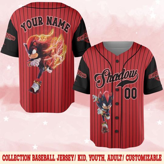 Customized Shadow The Hedgehog Baseball Jersey, Personalized Number And Name Sonic 3 Movie Jersey, Shadow Fan Gift