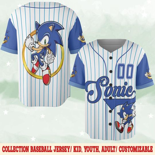 Personalized Sonic the Hedgehog Baseball Jersey, Custom Name & Number  Kids, Youth, Adult Sizes, Retro Gamer Jersey, Sonic Birthday
