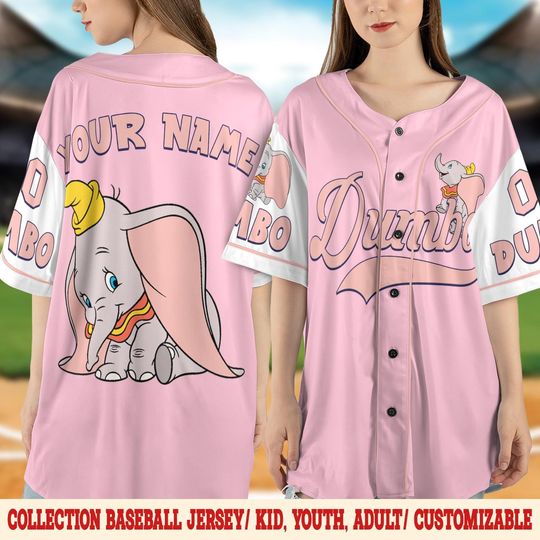 Discover Custom Dumbo Disney Baseball Jersey, Adorable Elephant Shirt, Matching Family Disneyland Outfit, Birthday Gift for Disney Lovers