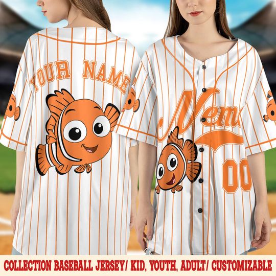 Discover Personalized Disney Finding Nemo Baseball Jersey, Custom Disney Baseball Jersey, Finding Nemo Jersey Team, Gift For Fan Disney