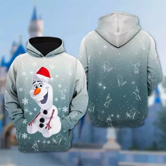 Discover Frozen Funny Olaf Snowman Santa Hat Snowflakes 3D HOODIE Mother Day Gift Us Size