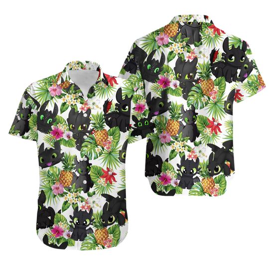 Toothless Hawaiian Shirt, Beach Shorts, Disney Movie Button Shirt, How To Train Your Dragon Shirt, Disneyland Summer Shirt, Disneyworld
