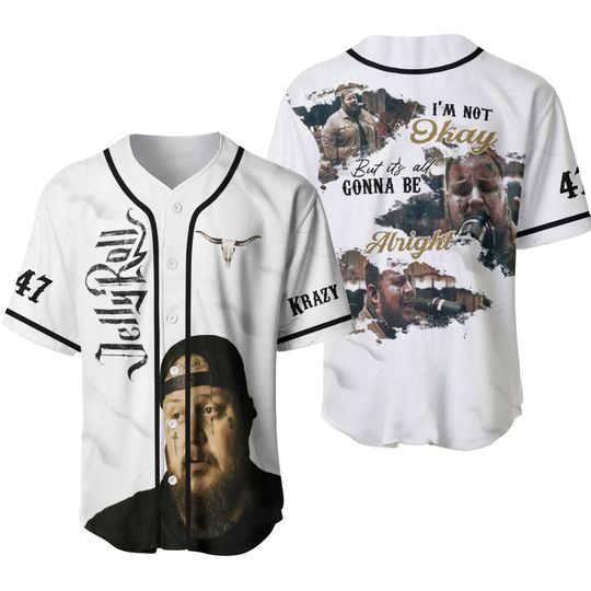 Personalized Jelly Roll Baseball Jersey, Jelly Roll Tour 2025 Shirt, I'm Not OK But It's All Gonna Be Alright Shirt, Jelly Roll Jersey
