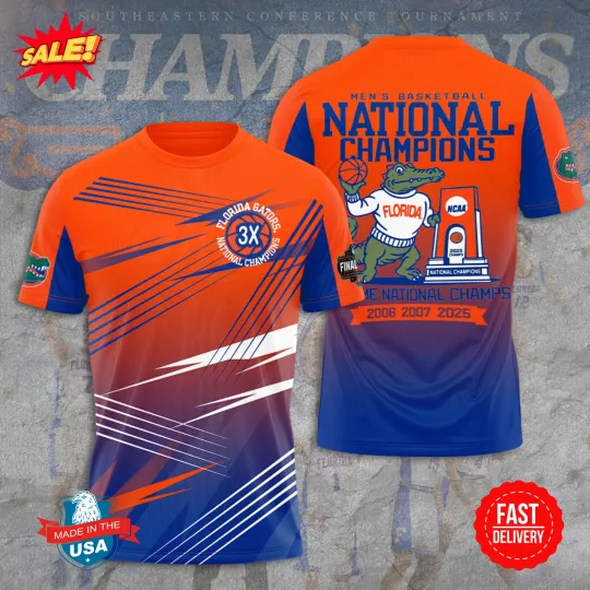 Discover 2025 Florida Gator Men’s Basketball 3D Shirt