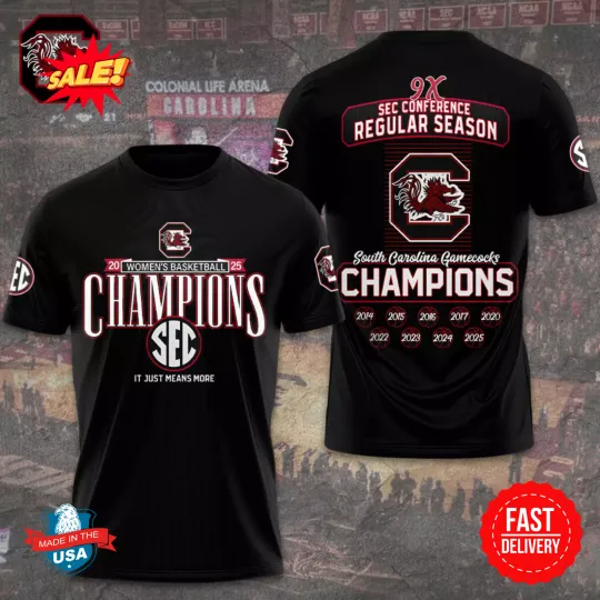 2025 South Carolina Gamecock Women’s Basketball 3D Shirt