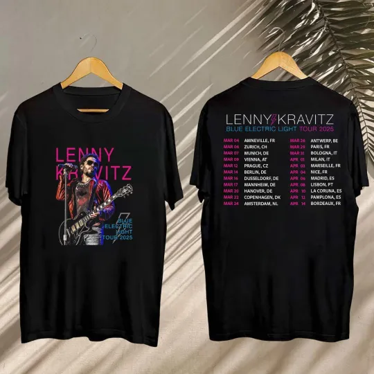 Lenny Kravitz Fan Gift  Lenny Kravitz Blue Electric Light Tour Tee  2025 Shirt