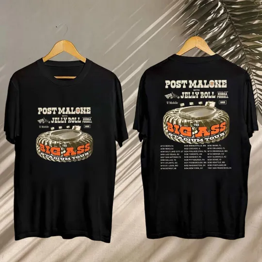 Post Malone Big Ass Stadium Tour 2025 Shirt  Post Malone And Jelly Roll Shirt