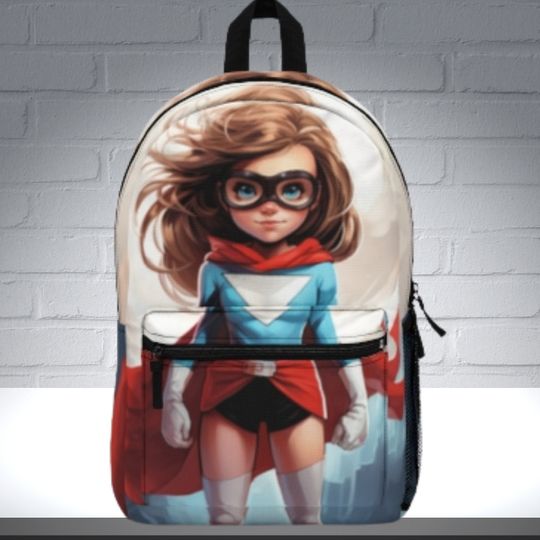 Superheroine Backpack for Girls, Ideal Gift for Kids, Supergirl's Backpack for Schoolbag for Teens, Superhero Fan Bags