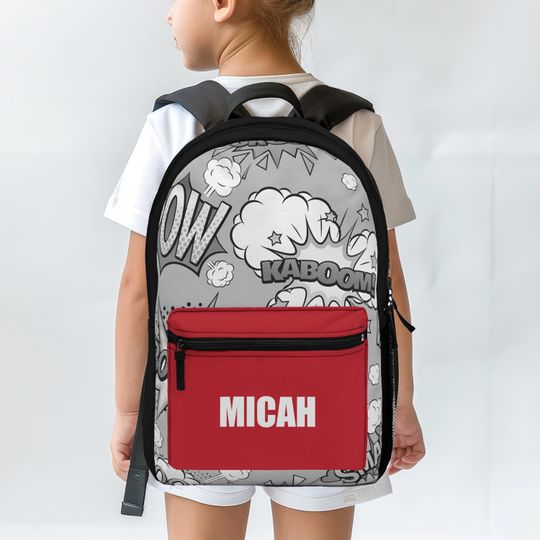 Personalized Comic Book Name Backpack, Custom Superhero School Bag For Kids and Toddlers Gift