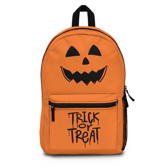 Pumpkin Face Costume Orange and Black Halloween Gifts For Men Women Boys And Girls For Trick Or Treat Candy Bag Jack-O-Lantern Backpack