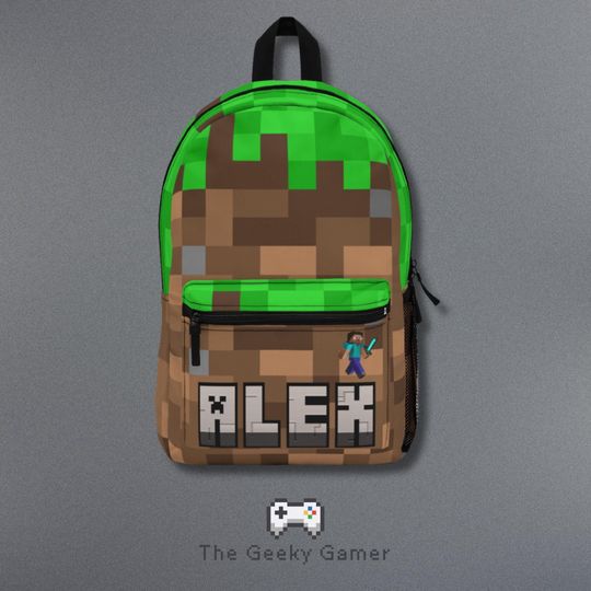 Personalized Gamer Backpack | Personalized Creeper Backpack | Gamer Gift | Gifr For Gamer | Video Game Accessory | Geek | Birthday Gift