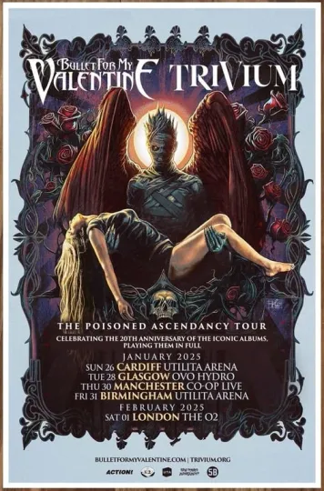 Bullet for My Valentine and Trivium 20th Anniversary Tour 2025 Poster