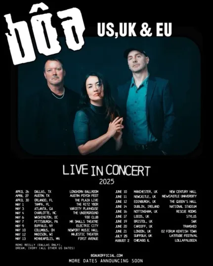 Poster Bôa Band Live in Concert 2025 Tour Poster, gift for fans