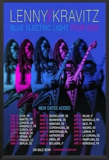 Poster - Blue Electric Light Tour 2025 Lenny Kravitz Tour Poster