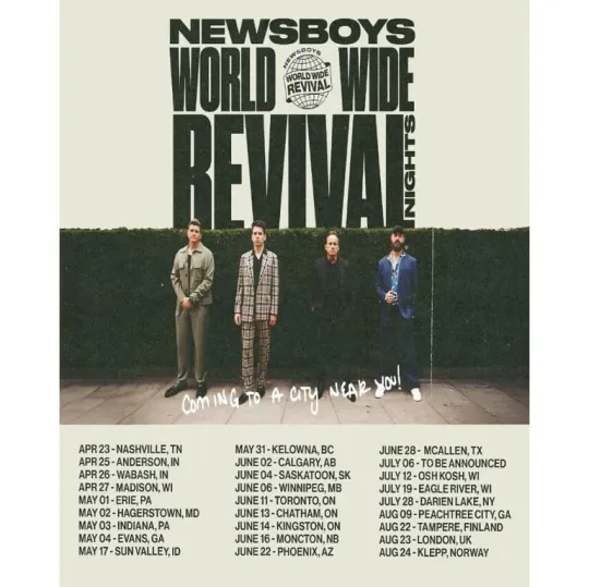 Discover NEWSBOYS Worldwide Revival Nights Tour 2025 Poster High Print