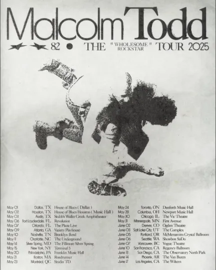 Poster Malcolm Todd The Wholesome Rockstar 2025 Tour Poster, gift for fans