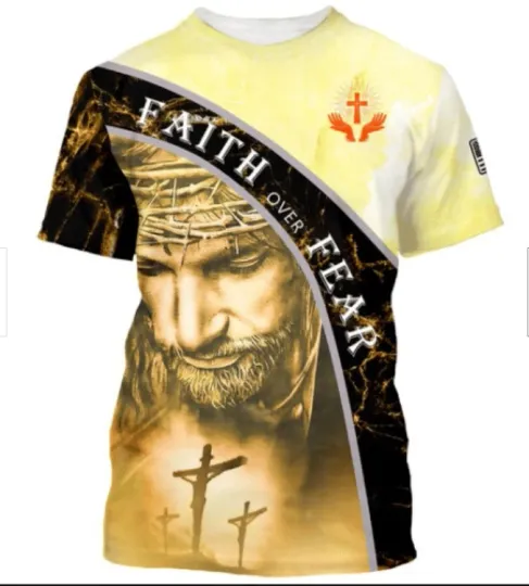 Faith Over Fear Christian Jesus T - SHIRT US Size Mothers Day Gift Best Price