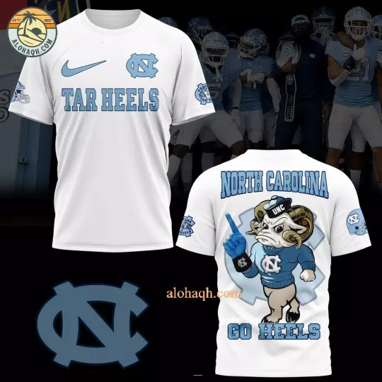 North Carolina Tar Heels Go Heels 3D T-Shirt – White
