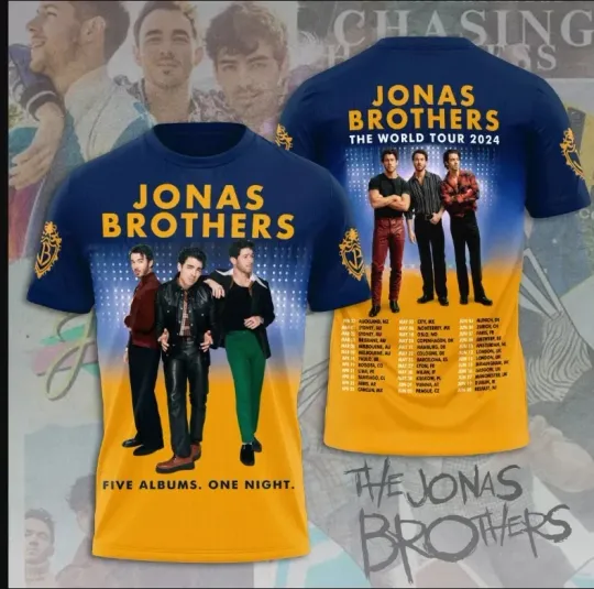 Jonas Brothers Five Albums One Night shirt 3d - shirt 3d unisex, mother day gift