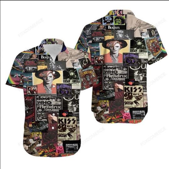 80s Music Rock Band 3D Print Hawaiian Shirt, Unisex Hawaiian Shirt