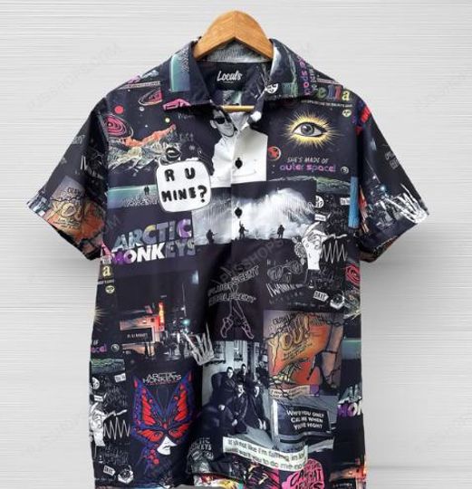 Arctic Monkeys Hawaiian Shirt, Indie Rock Inspired Summer Outfit for Concerts, Festivals, and Beach Vibes