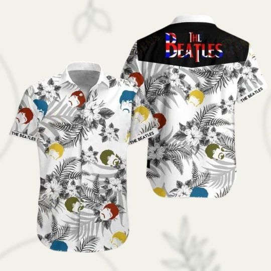 The Beatles Summer Shirt, Beatles Band Button Shirt, Rock and Roll Button Shirt, Summer Vacation Hawaii Shirt, Music Lover Gift