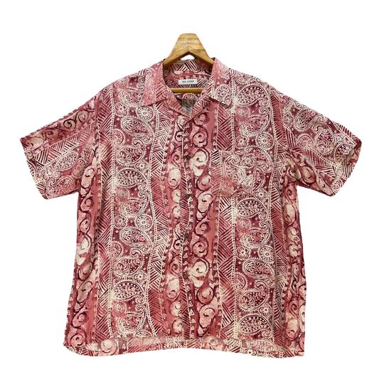 Vintage TETE HOMME Katoh Kazutaka Made in Japan Motif Design Button Up Short Sleeve Shirt Size XL Japanese Designer Hawaiian Batik #9206-69