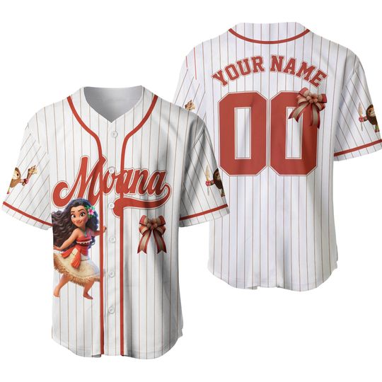 Discover Personalized Princess Moana Baseball Jersey, Custom Disney Moana Jersey Shirt, Princess Custom Kid Youth Adult Disney Jersey