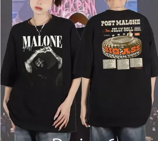 POST MALONE WITH JELLY ROLL THE BIG ASS STADIUM TOUR 2025 T-SHIRT