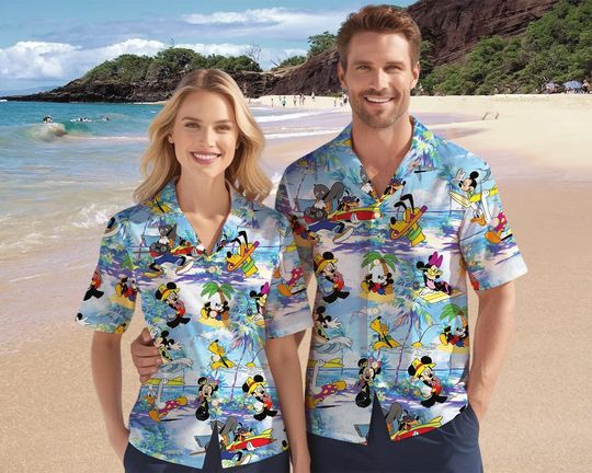 Disney Mickey and Friends Summer Beach Hawaiian Shirt, Mickey and Friends Hawaii Shirt, Disney Family Trip Hawaii Shirt, Mickey Hawaii Shirt