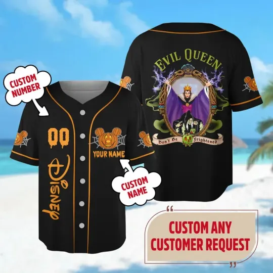Custom Evil Queen Don’t Be Frightened 3D Baseball Jersey Shirt MOTHER DAY GIFT