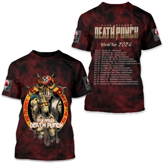 Five Finger Death Punch World Tour 2025 hot shirt 3d, cute gift dad 3d