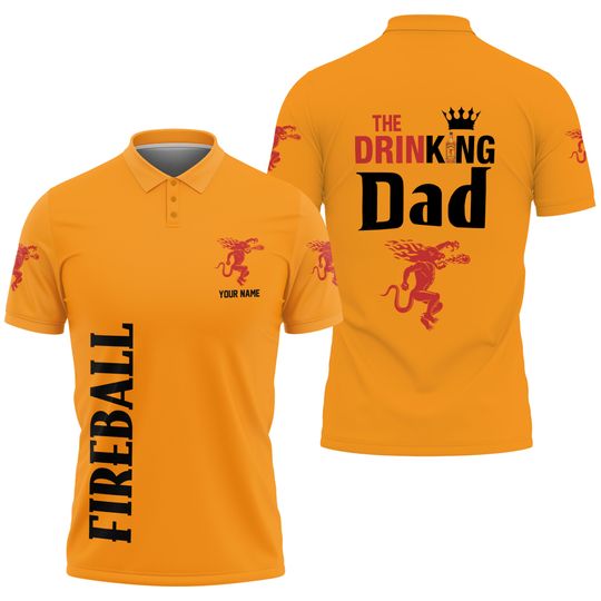 Custom Fireball Polo Shirt, The Drinking Dad Shirt, Whisky Polo Shirt, Gift For Dad