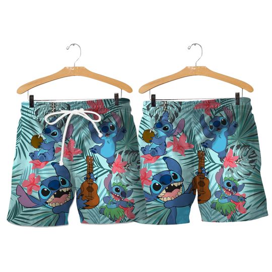 Blue Dog Hawaii Shirt, Ohana Family Shorts, Cartoon Movie Shirt