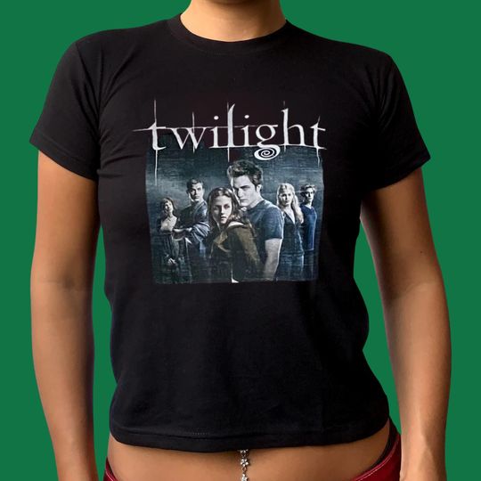 TWILIGHT Retro Graphic Baby Tee Crop Top for Women - 2000s Film Fan Apparel